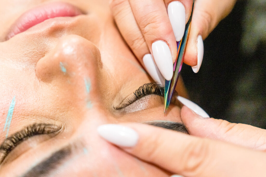 Austin esthetician preparing for client during brand photoshoot