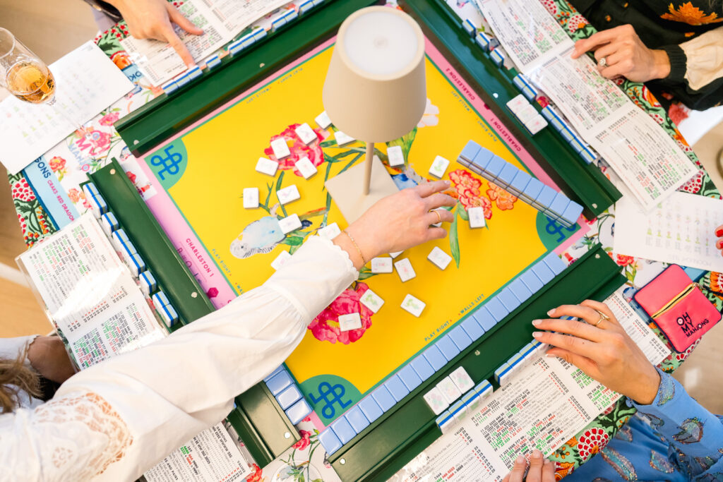 close up of mahjong tiles during Mahj House Austin event