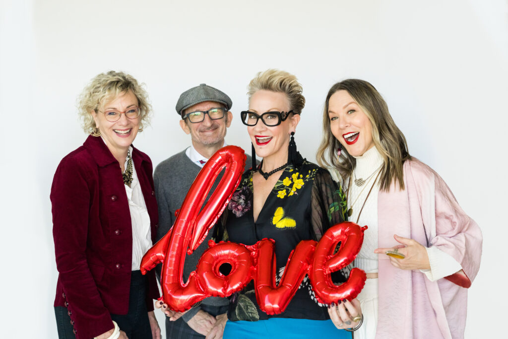 four fun and happy people during a brand photo session